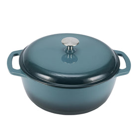 Amazon Basics enameled cast iron dutch oven lid, durable enamel for even heat.