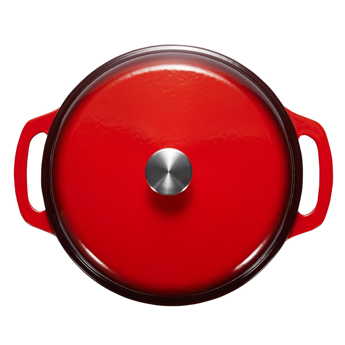 Amazon Basics enameled cast iron Dutch oven with stew inside for even cooking