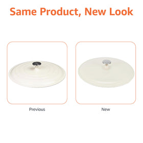Amazon Basics round casserole with loop handles stays sturdy on stove and table.