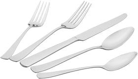 Amazon Basics dishwasher-safe flatware simplifies cleanup after meals.