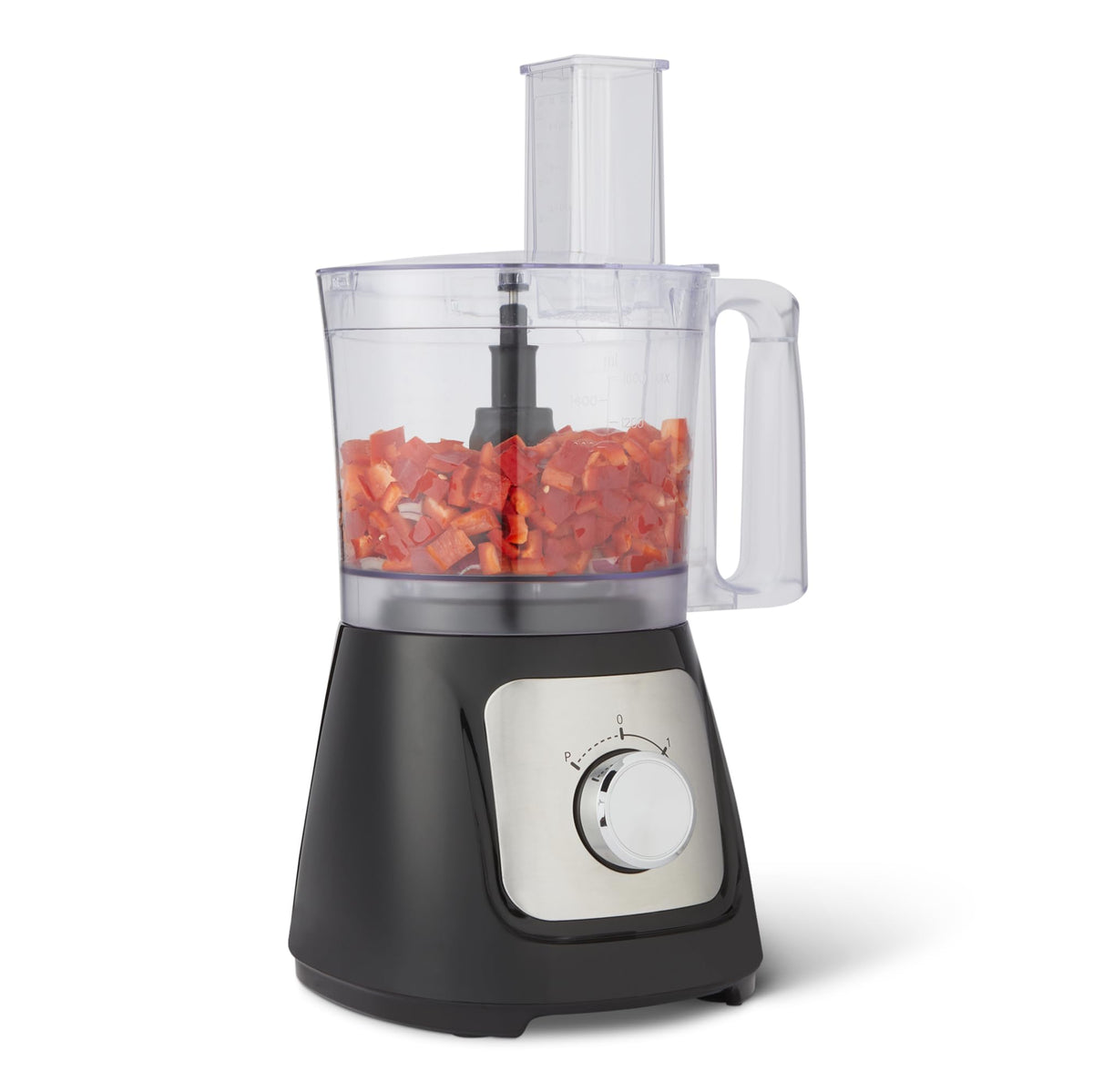 Amazon Basics 10-cup bowl food processor for family-sized chopping.