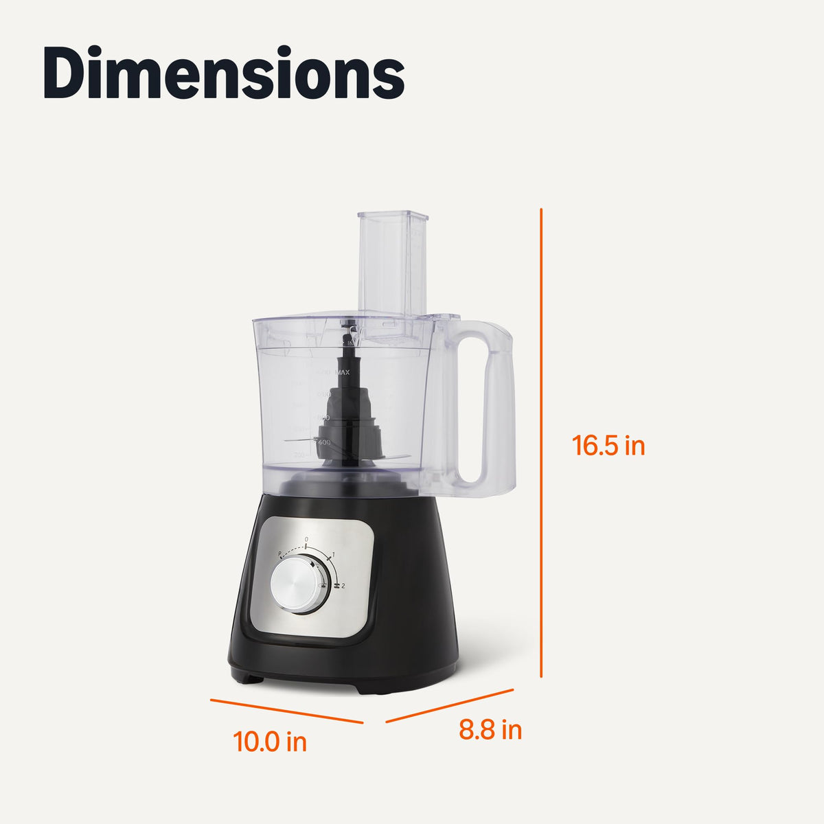 Amazon Basics black food processor design suitable for modern kitchens.