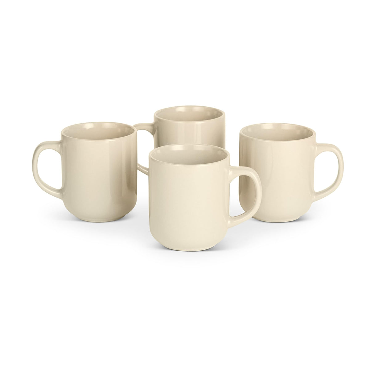 Amazon Basics glazed stoneware mug front view in ivory, microwave-ready for quick warmth