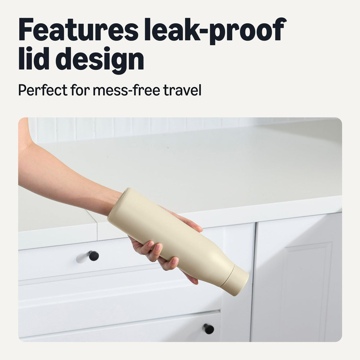 Amazon Basics bottle cap-off image illustrating portability and spill-safe seal