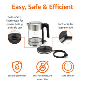 Amazon Basics kettle with removable filter simplifies cleaning after hot beverages