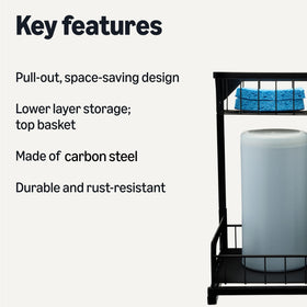 Amazon Basics L-shape under-sink organizer two-tier layout for organized space