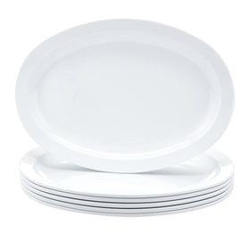 Amazon Basics melamine oval platter with narrow rim for elegant serving and easy cleanup