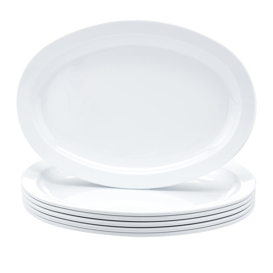 Amazon Basics melamine oval platter with narrow rim for elegant serving and easy cleanup