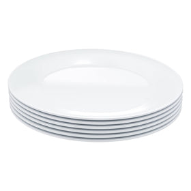 Amazon Basics melamine plate stack shows compact storage and versatile service.
