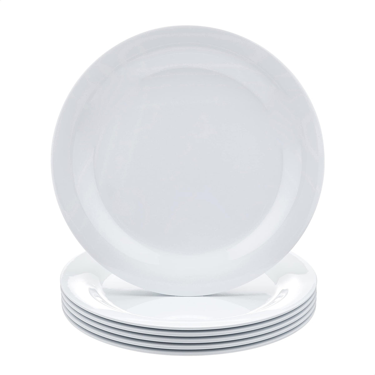 Amazon Basics melamine plate top view highlights durable, food-safe dining surface.