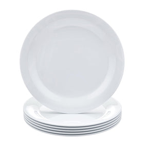 Amazon Basics melamine plate top view highlights durable, food-safe dining surface.