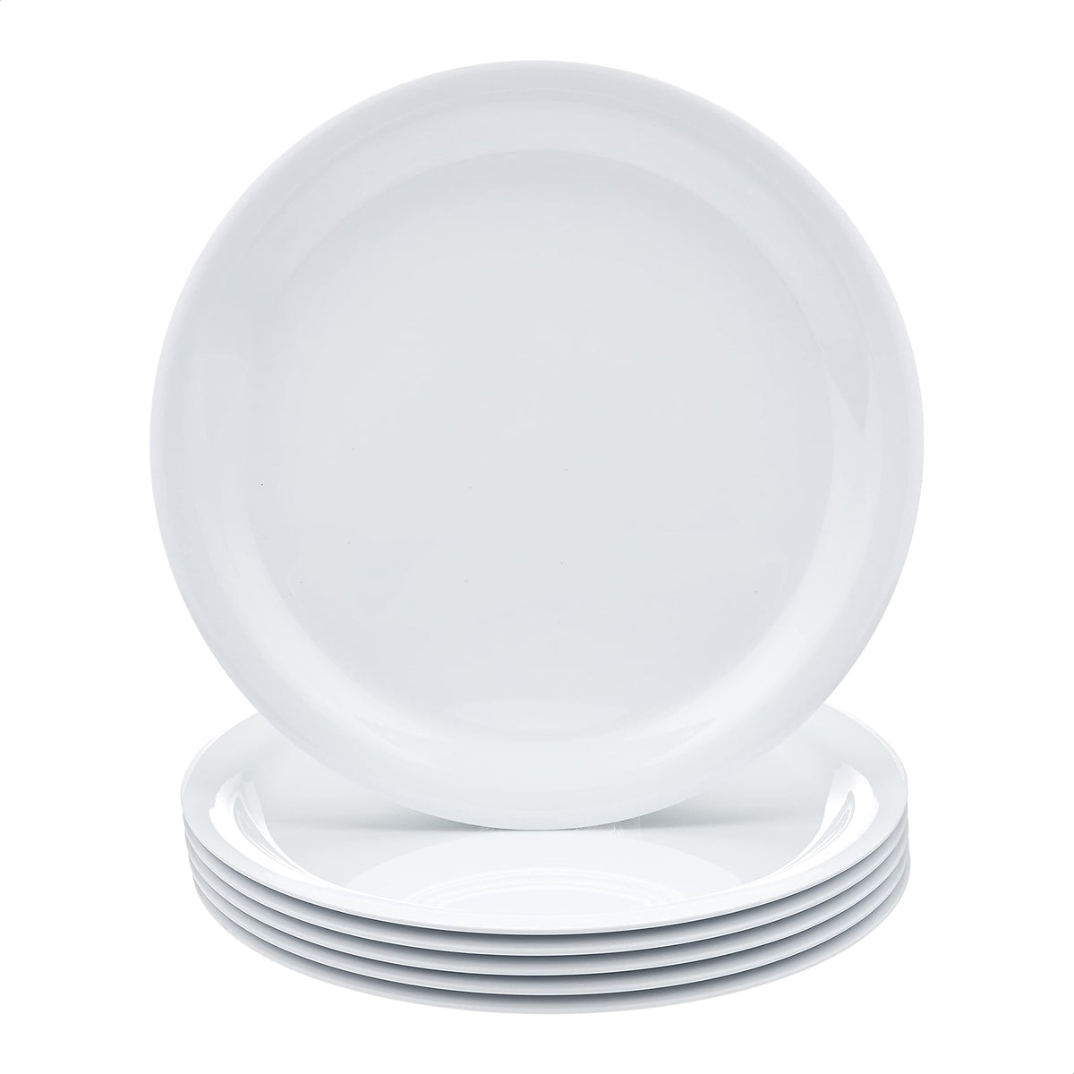 Amazon Basics 9-inch melamine plate top view for durable everyday use.