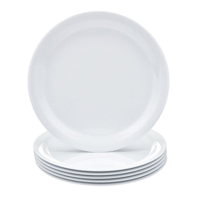 Amazon Basics 9-inch melamine plate top view for durable everyday use.