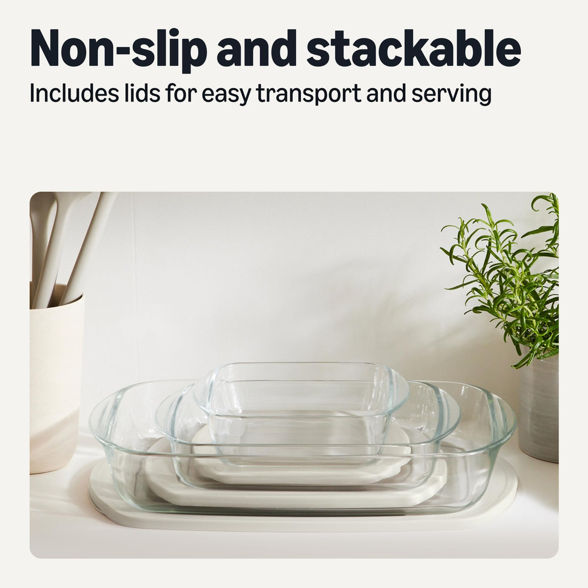 Amazon Basics three-dish set with lids supports batch cooking and travel.