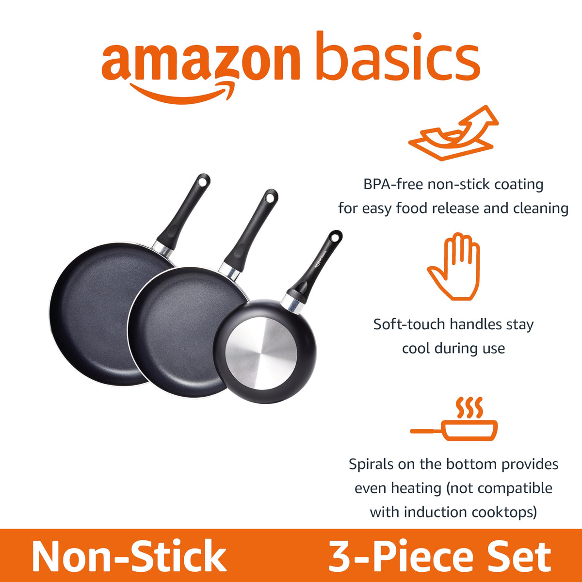 Amazon Basics nonstick 10-inch fry pan for even heating and simple cleanup