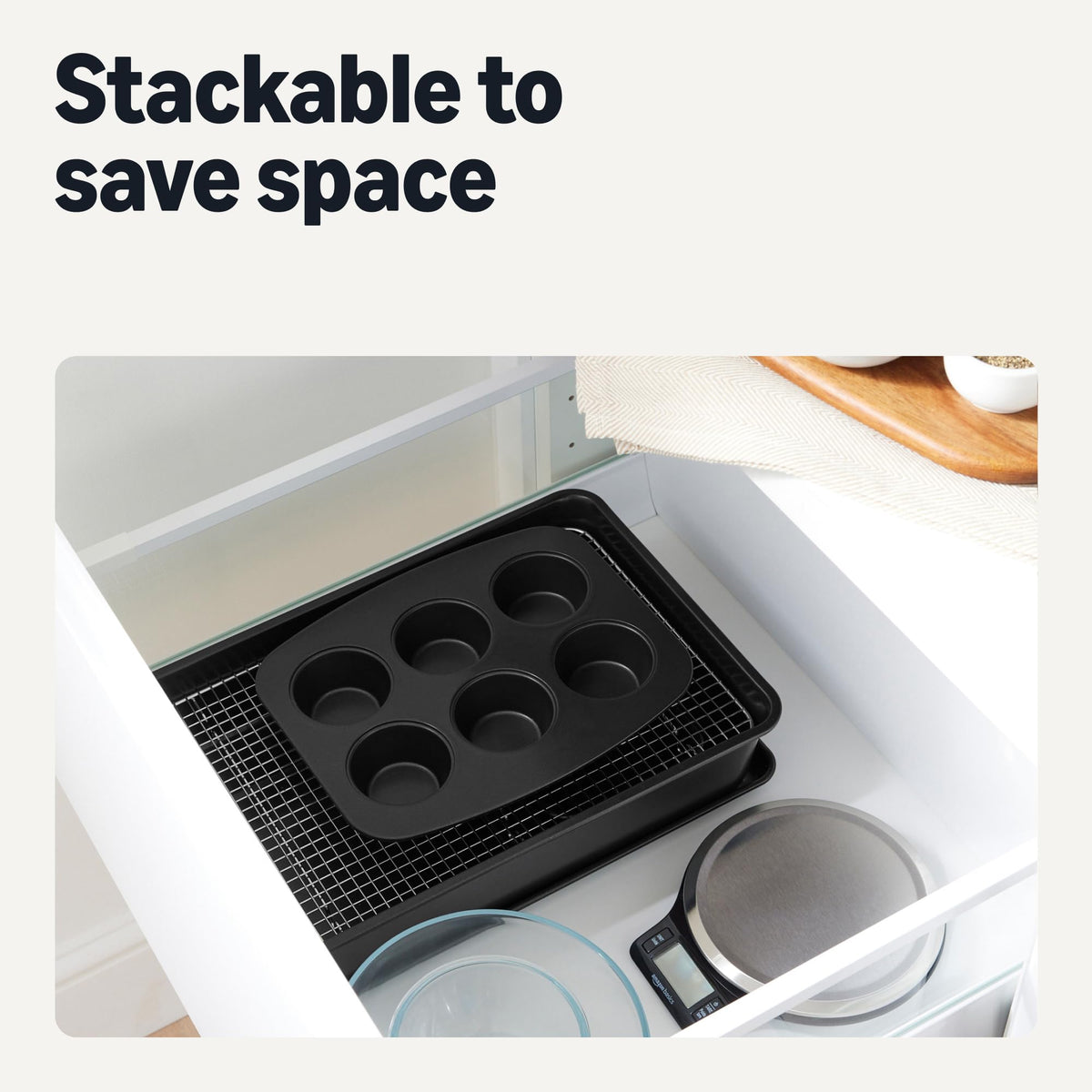 Amazon Basics cooling rack: elevated surface speeds cooling and preserves texture