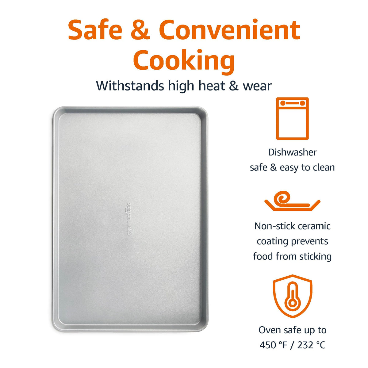 Amazon Basics nonstick ceramic coating close-up shows effortless release and cleanup