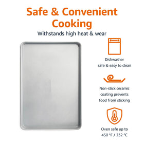 Amazon Basics nonstick ceramic coating close-up shows effortless release and cleanup
