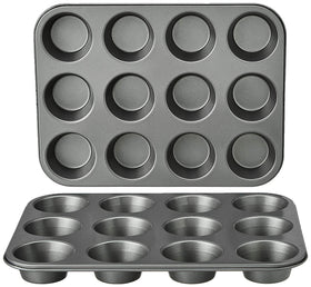 Amazon Basics nonstick muffin pan set of 2 with 12 cups each for effortless batch baking