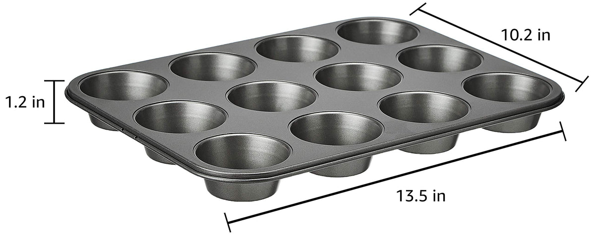 Nonstick coating enables easy release and quick cleanup for muffins and cupcakes