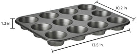Nonstick coating enables easy release and quick cleanup for muffins and cupcakes