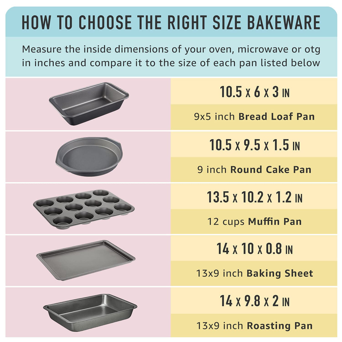 Nonstick surface provides easy food release during baking
