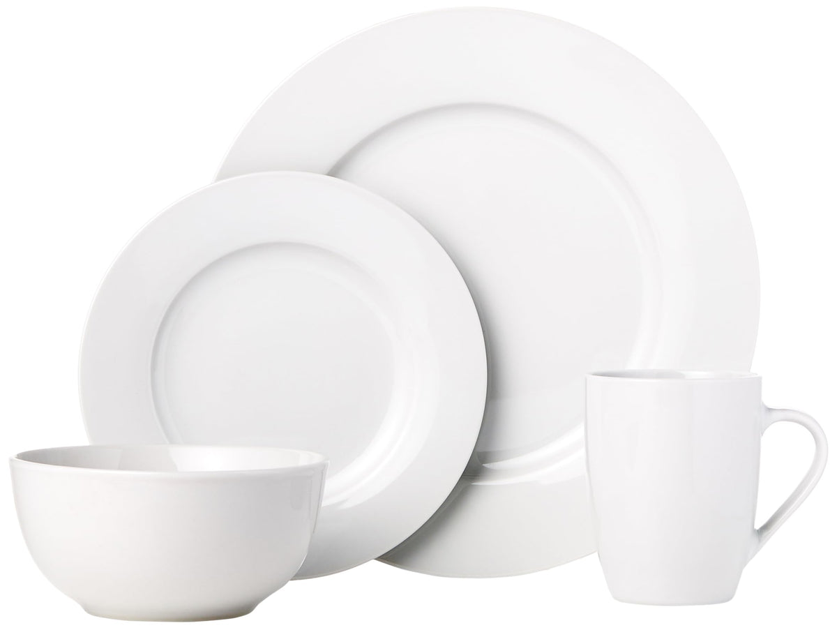 Close-up of Amazon Basics porcelain with smooth white glaze