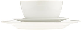 Table setting with Amazon Basics porcelain dinnerware in white