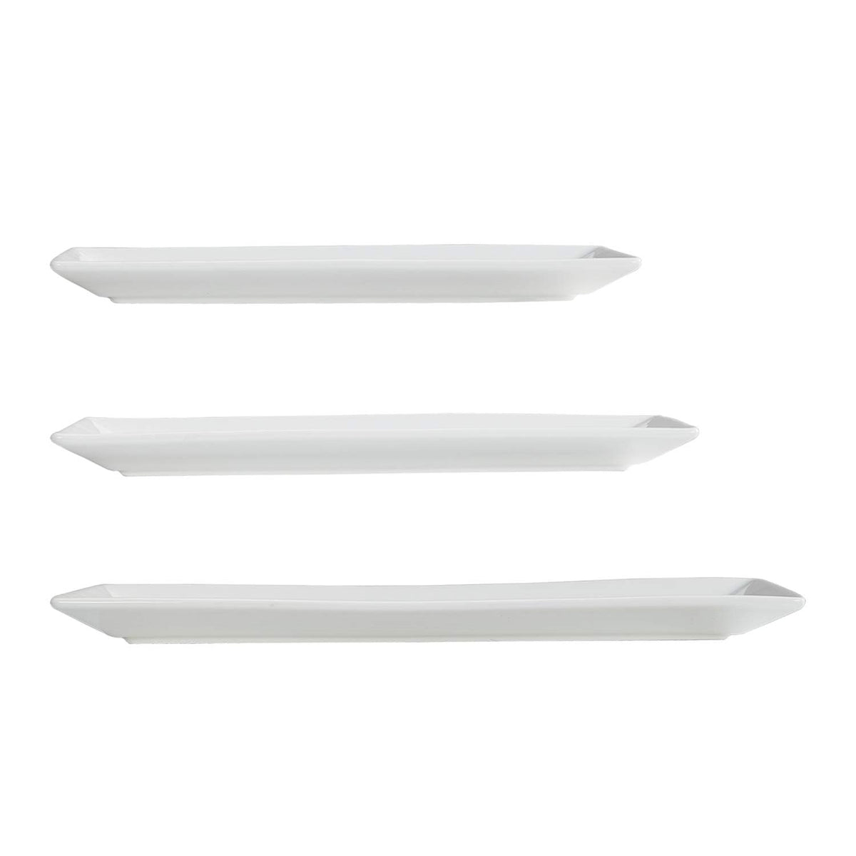 Amazon Basics stackable porcelain platter design saves space in storage.