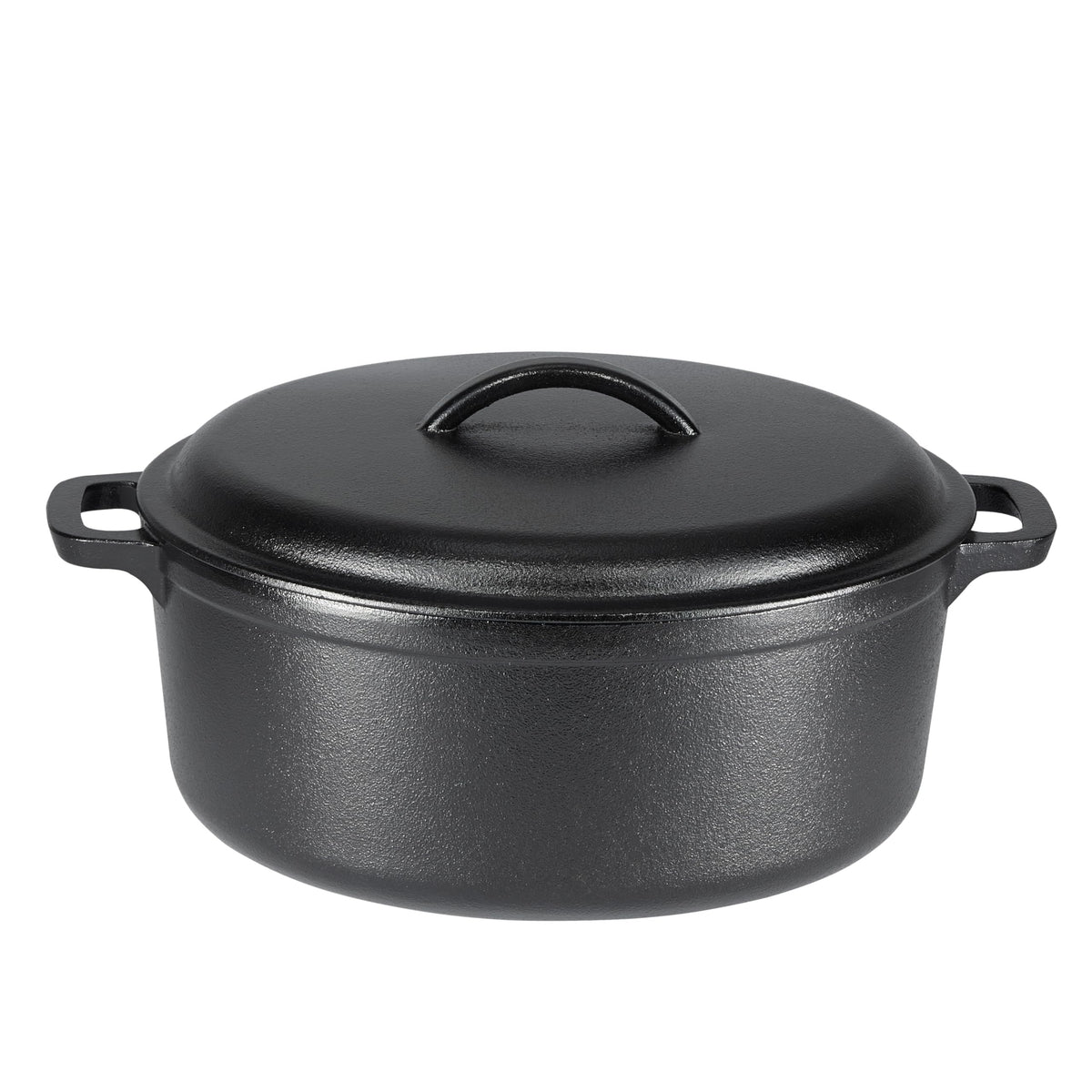 Amazon Basics pre-seasoned cast iron Dutch oven with lid for even heat distribution