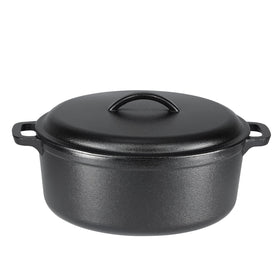 Amazon Basics pre-seasoned cast iron Dutch oven with lid for even heat distribution