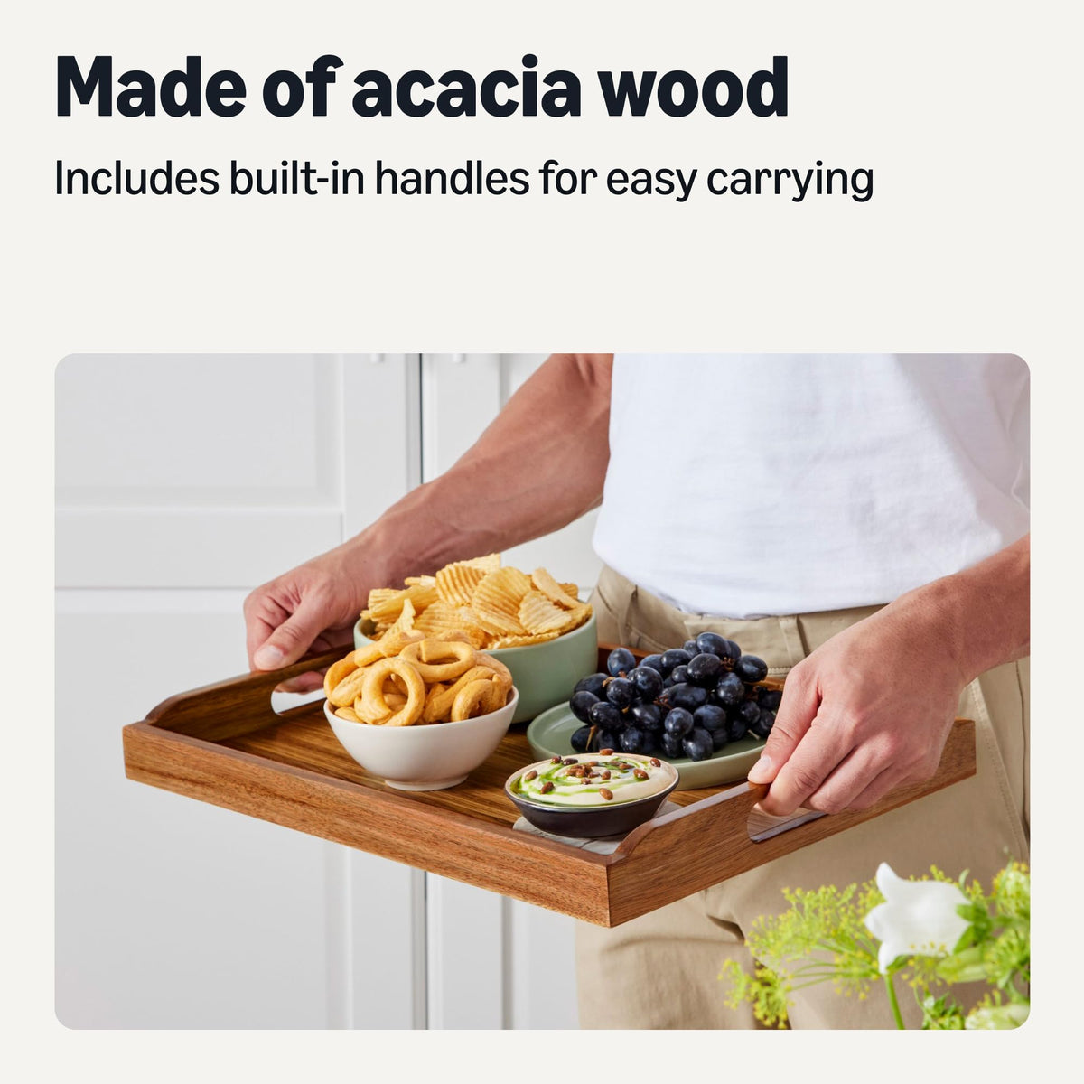 Amazon Basics serving tray setup for breakfast in bed