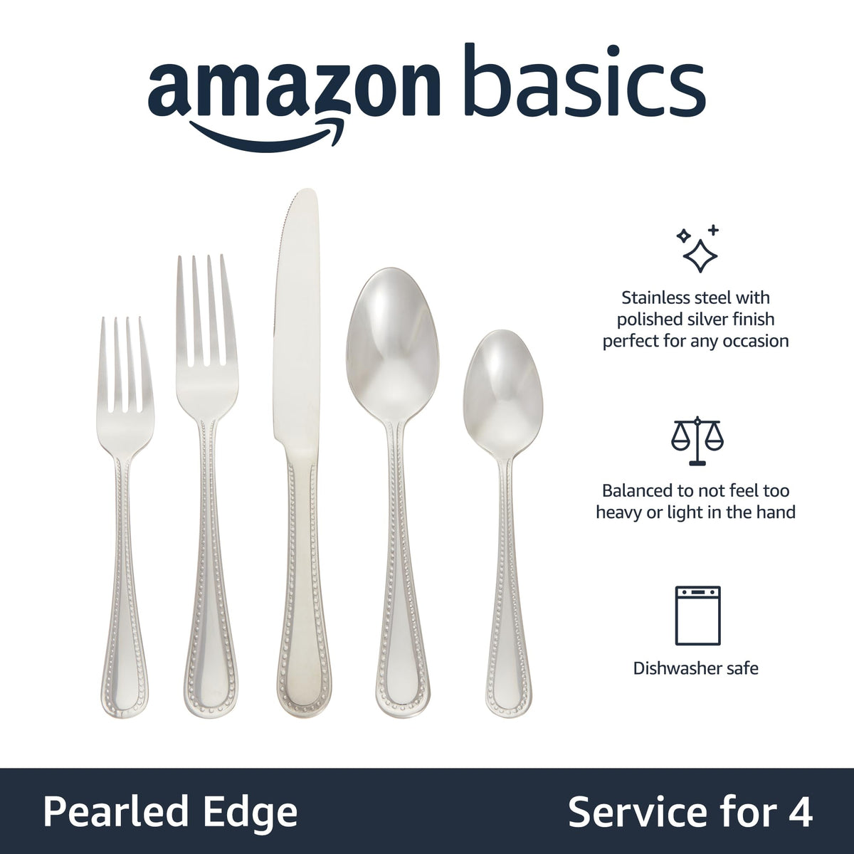 Amazon Basics complete service for four, ideal for family dinners and entertaining