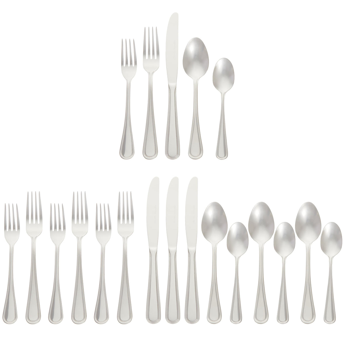 Amazon Basics silverware with crown edge closeup shows durable daily use.