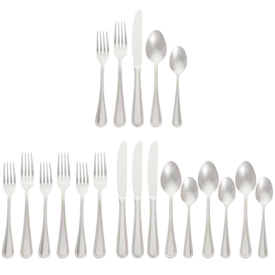 Amazon Basics silverware with crown edge closeup shows durable daily use.