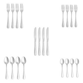 Amazon Basics silverware set dishwasher-safe design for easy cleanup.