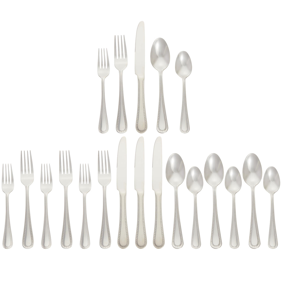 Amazon Basics pearled-edge silverware set with durable stainless steel for everyday meals