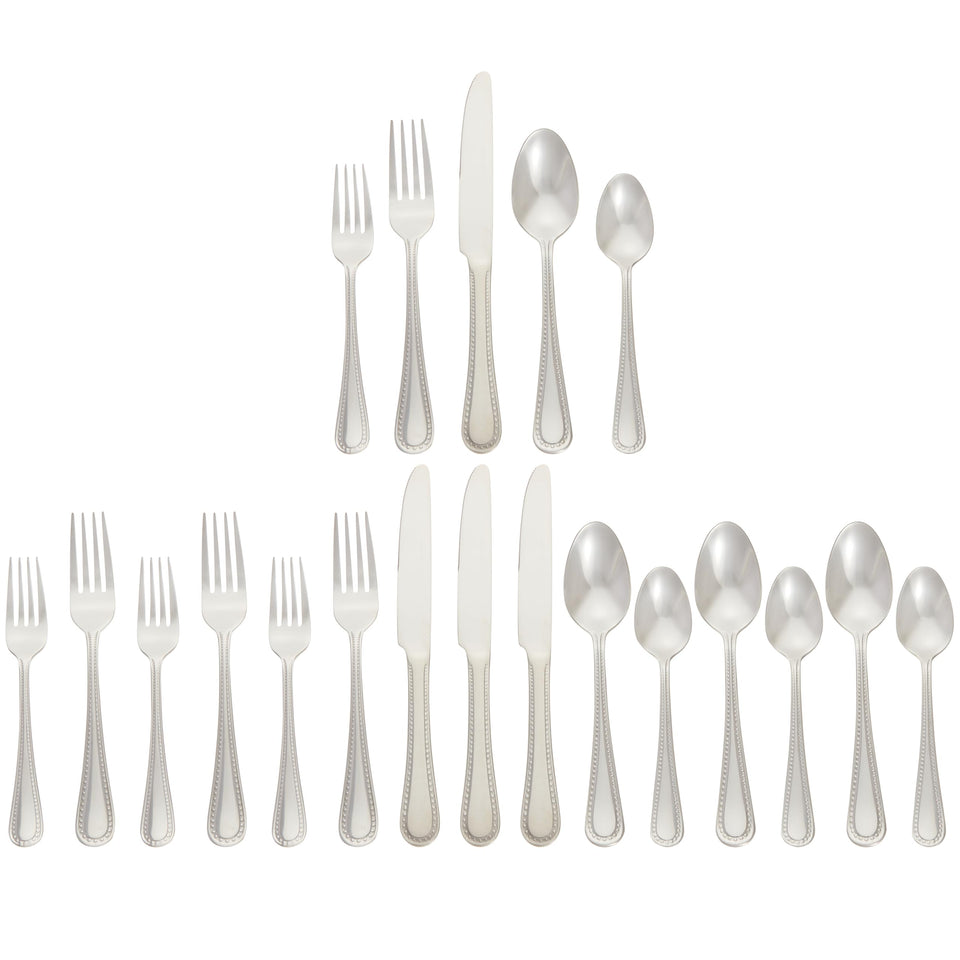 Amazon Basics pearled-edge silverware set with durable stainless steel for everyday meals