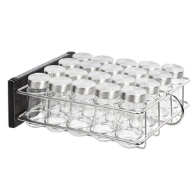 Amazon Basics clear glass spice jars enable quick identification while cooking.