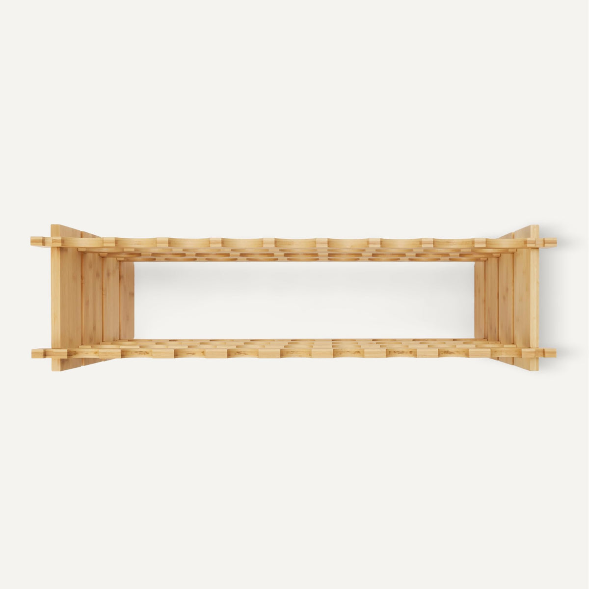 Amazon Basics bamboo wine rack dimensions 33.5 by 9.8 by 21.65 inches for reference.