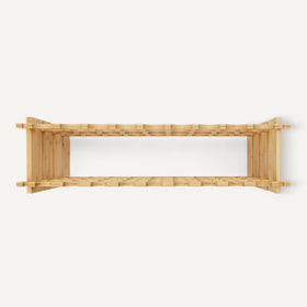 Amazon Basics bamboo wine rack dimensions 33.5 by 9.8 by 21.65 inches for reference.