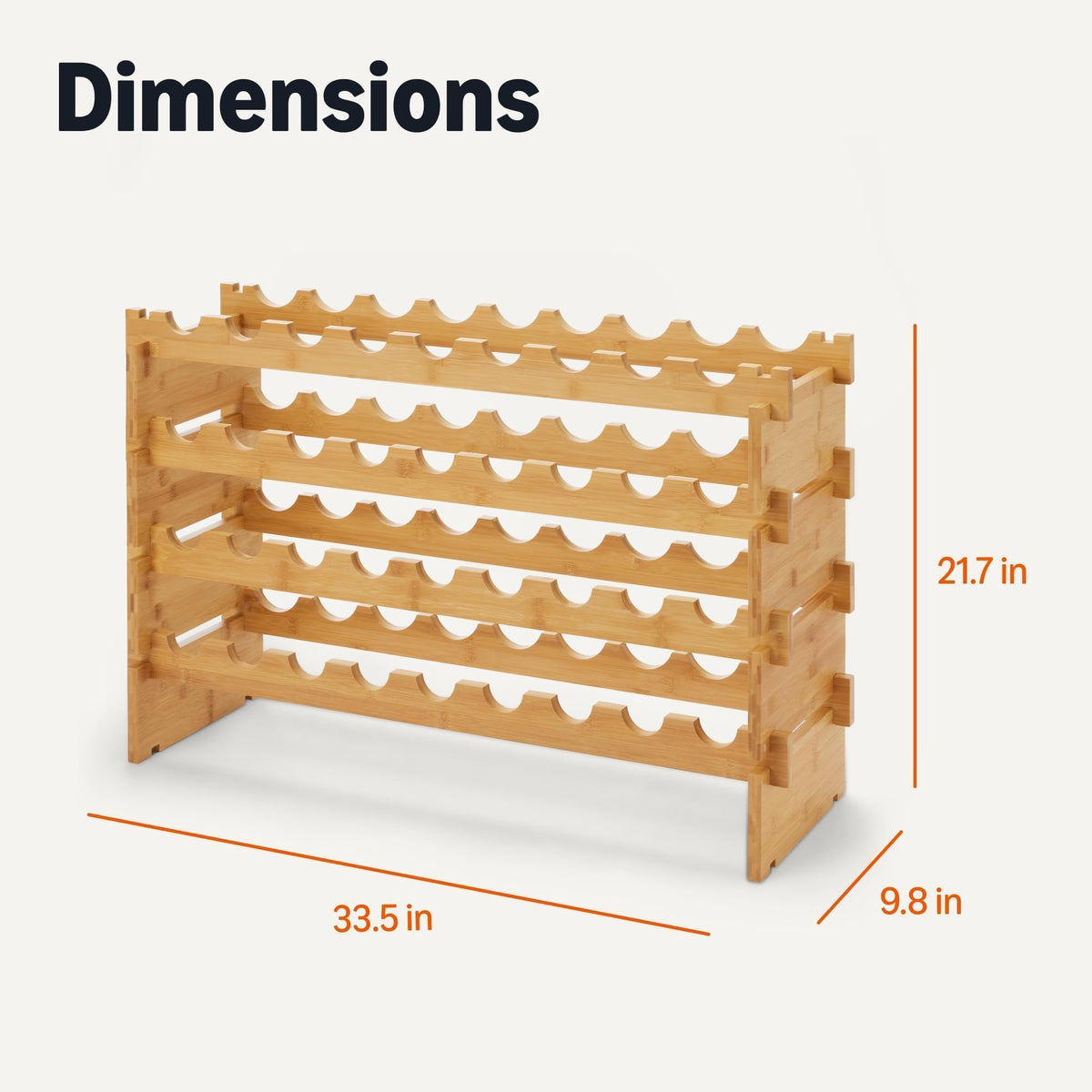 Amazon Basics freestanding bamboo wine rack with natural finish complements modern décor.