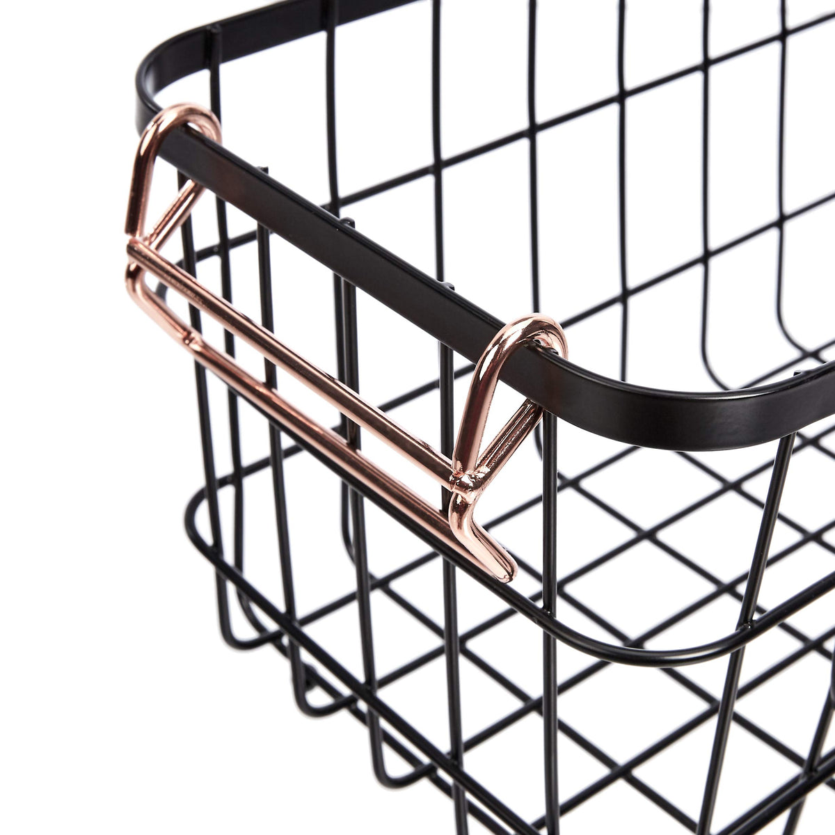 Amazon Basics organizer in pantry using multiple baskets for decluttering.