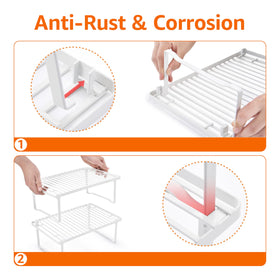 Amazon Basics durable coated steel shelves protect delicate items from scratches