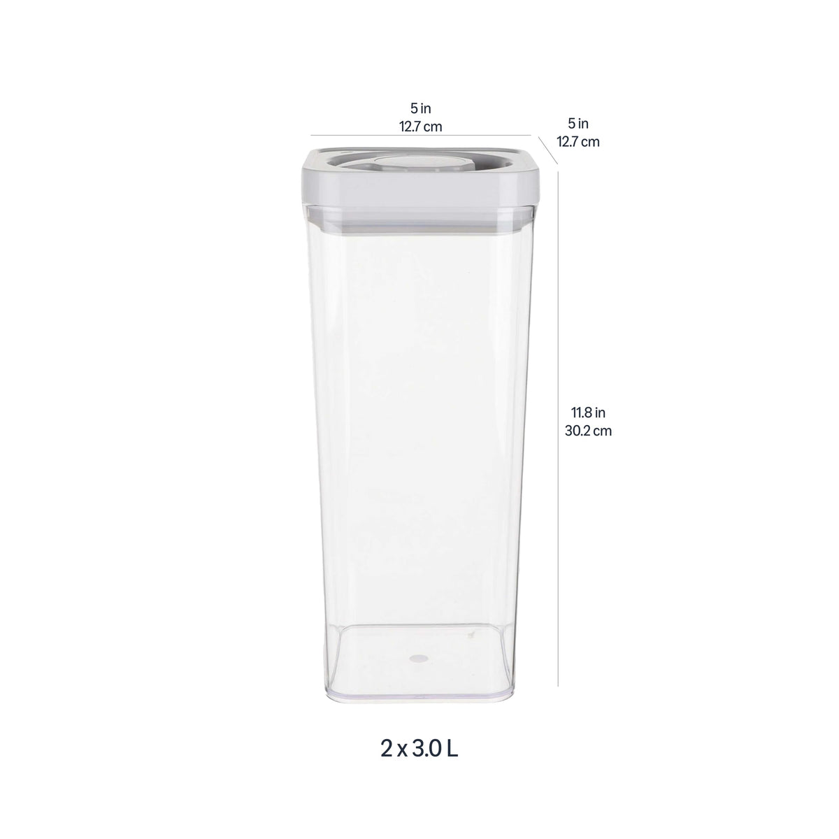 Amazon Basics stackable rectangular design for efficient pantry organization.