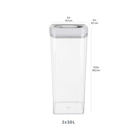 Amazon Basics stackable rectangular design for efficient pantry organization.
