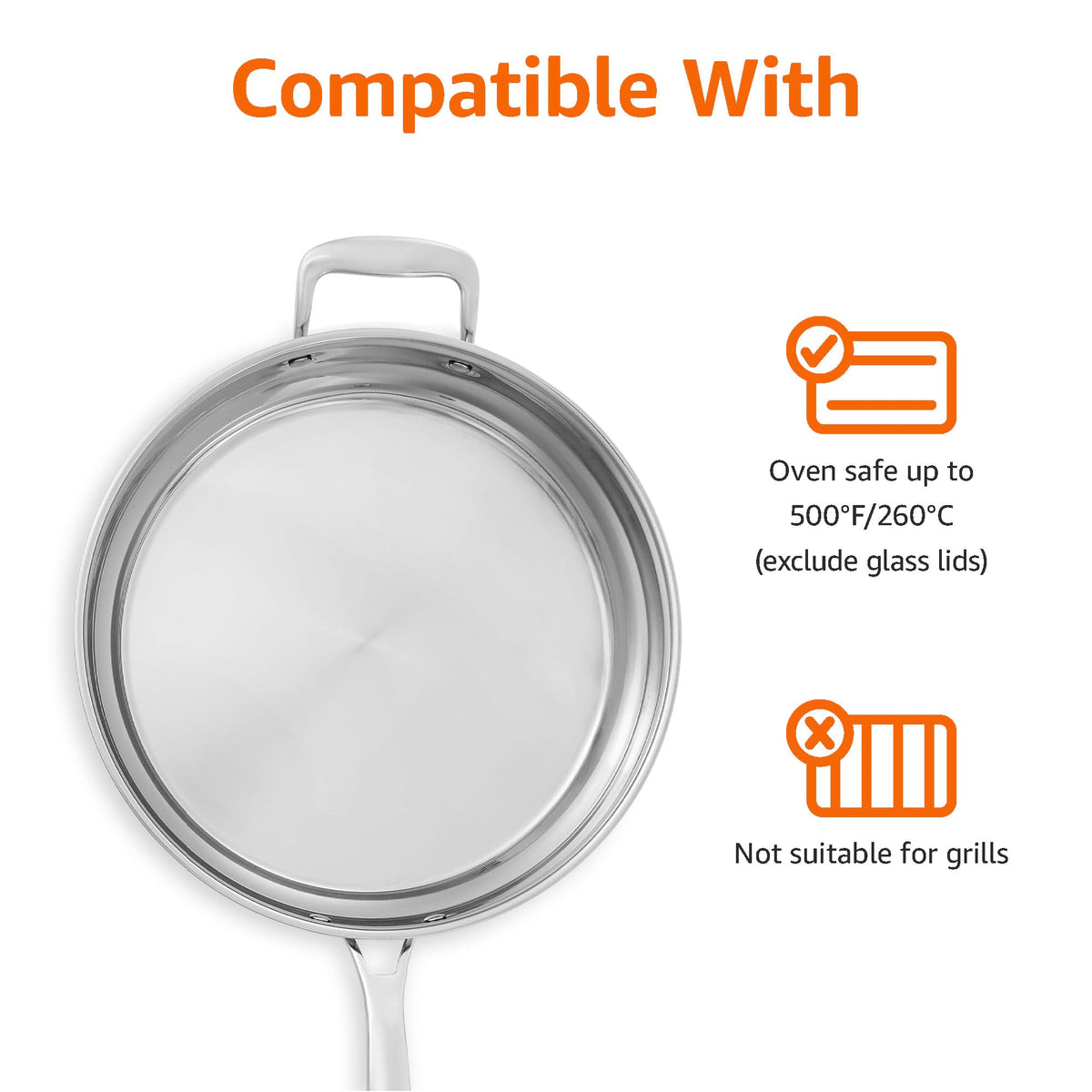 Amazon Basics 2.5-quart saucepan with lid versatile for simmering and warming