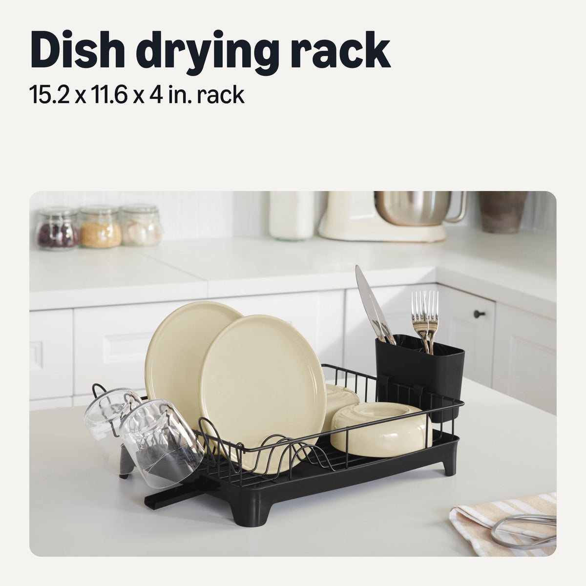 Amazon Basics rust-resistant design keeps countertops dry after dish drying.
