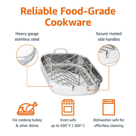 Amazon Basics stainless steel rack elevates roasting to collect juicy drippings.