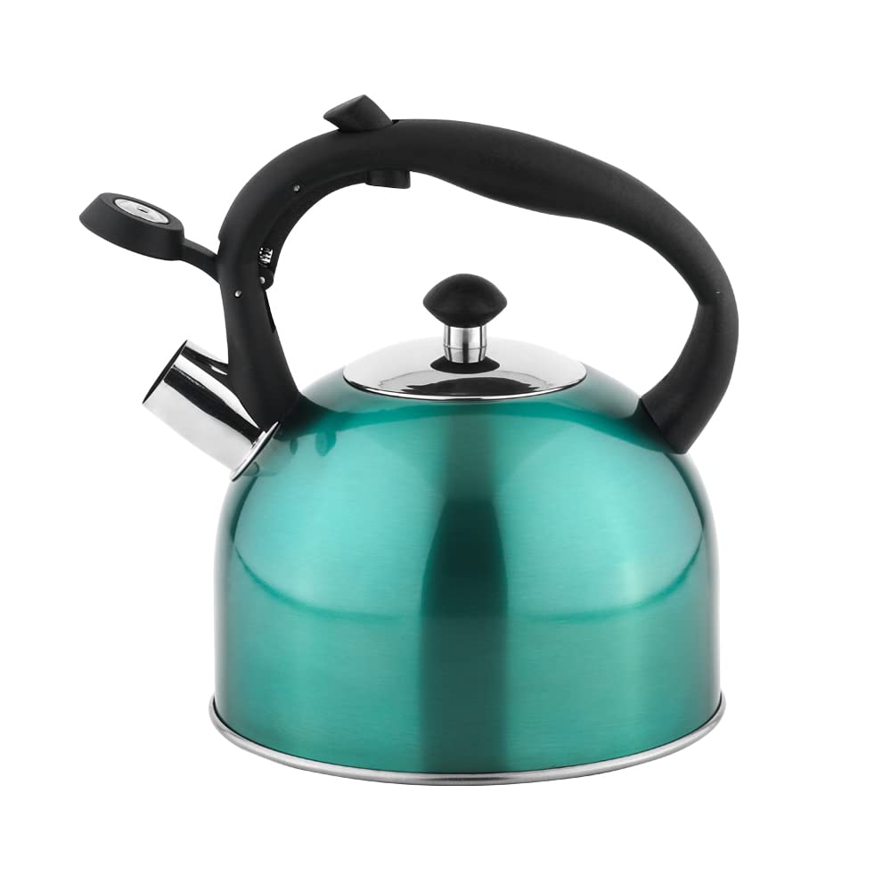Amazon Basics stainless steel tea kettle with stay-cool handle for easy pouring